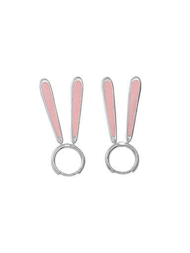 custom 925 Sterling Silver Enamel Rabbit Trend Stud Earring