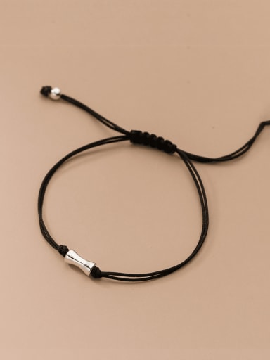 925 Sterling Silver Geometric Minimalist Adjustable Red Rope Bracelet