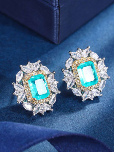 Brass Cubic Zirconia Luxury Geometric  Earring Ring and Pendant Set