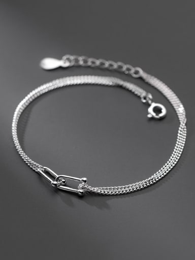 925 Sterling Silver Irregular Minimalist Strand Bracelet