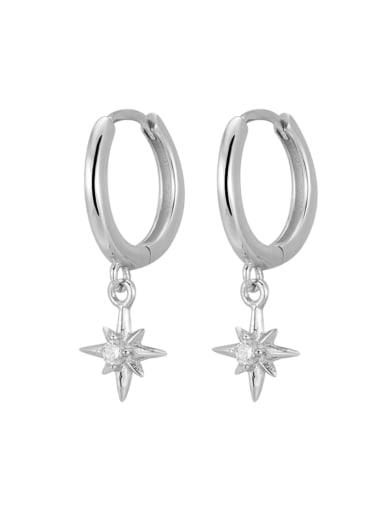 White gold 925 Sterling Silver Cubic Zirconia Star Trend Huggie Earring