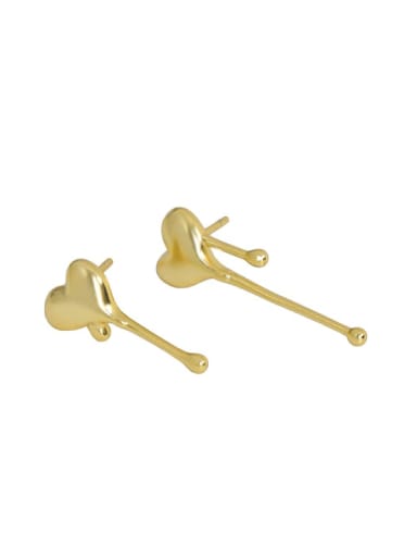 Gold [with pure Tremella plug] 925 Sterling Silver Heart Minimalist Stud Earring