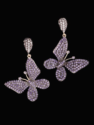 Brass Cubic Zirconia Butterfly Vintage Cluster Earring