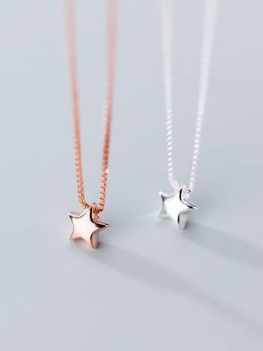 925 sterling silver simple fashion Pentagram Star Pendant Necklace