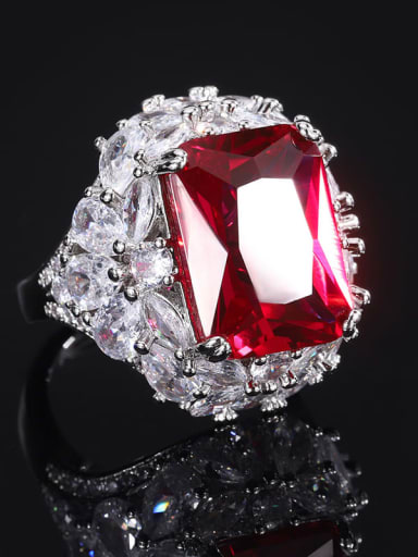 Red Treasure Ring Brass Cubic Zirconia Earring Ring and Pendant Set