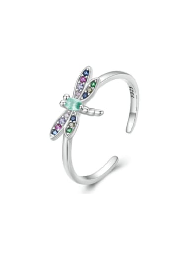 custom 925 Sterling Silver Cubic Zirconia Dragonfly Classic Band Ring