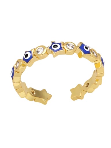 Dark blue Brass Enamel Evil Eye Vintage Band Ring