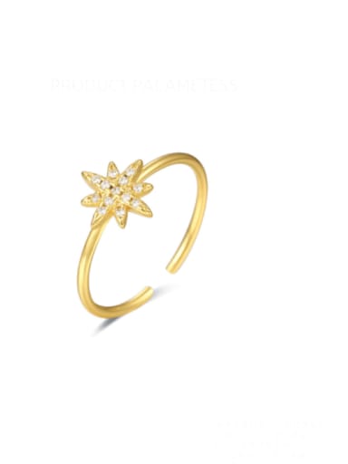 925 Sterling Silver With Gold Plated Simplistic Irregular Free Size  Rings