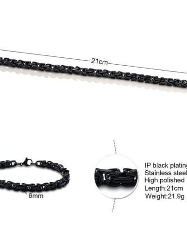 Black length 21cm+ 6mm Titanium Steel Irregular Minimalist Link Bracelet
