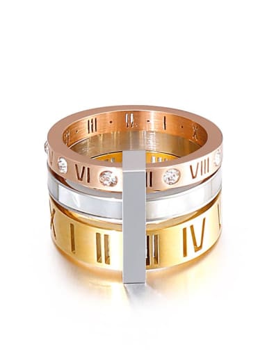 Mixed color KR100186 K Titanium Steel Shell Geometric Minimalist Band Ring