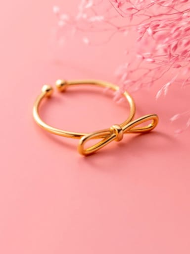 gold 925 Sterling Silver Bowknot Minimalist Band Ring
