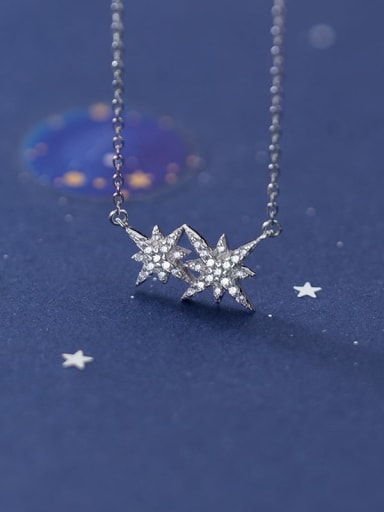 925 Sterling Silver Cubic Zirconia  Star  Necklace