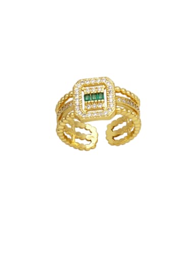 Brass Cubic Zirconia Geometric Trend Stackable Ring