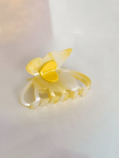 Yellow white 8.7cm Cellulose Acetate Trend Heart Alloy Jaw Hair Claw