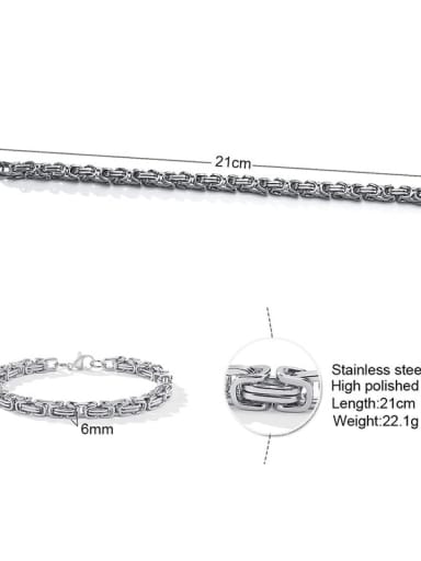 Steel color length 21cm +6mm Titanium Steel Irregular Minimalist Link Bracelet