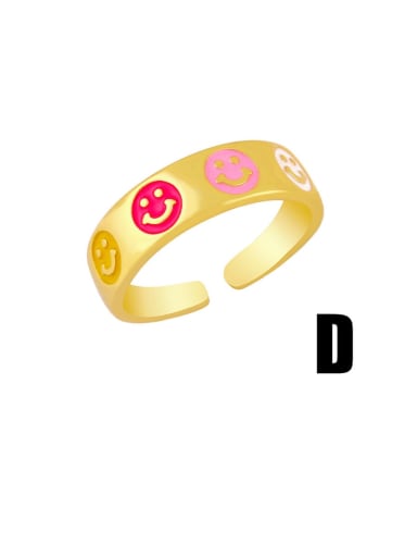 D Brass Enamel Heart Minimalist Band Ring