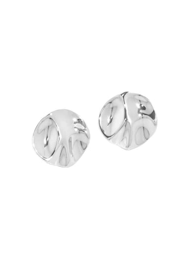 Silver [with pure Tremella plug] 925 Sterling Silver Geometric Minimalist Stud Earring