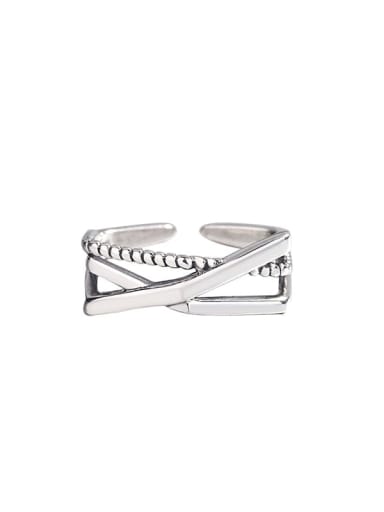 925 Sterling Silver Geometric Vintage Twist weaving Band Ring