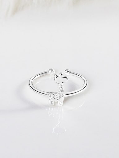 RS661 Giraffe [Silver] 925 Sterling Silver Bowknot Cute Band Ring