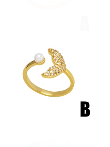 B Brass Imitation Pearl Geometric Vintage Band Ring