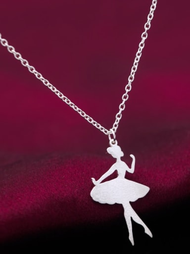 925 Sterling Silver Angel Minimalist Princess Ballerina Pendant Necklace