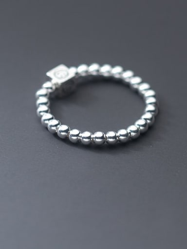 925 Sterling Silver Bead Geometric Minimalist Band Ring