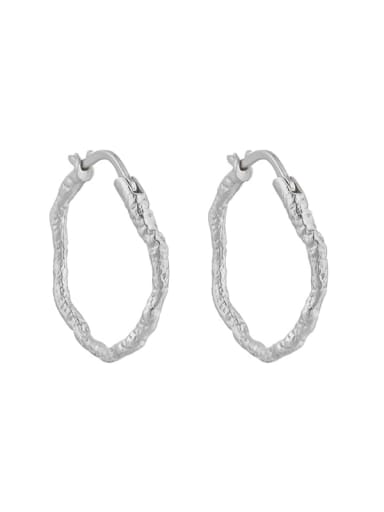 EA754 Platinum 925 Sterling Silver Geometric Minimalist Hoop Earring
