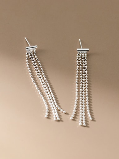 925 Sterling Silver Bead Tassel Trend Threader Earring