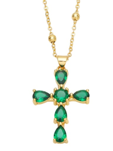 A Brass Cubic Zirconia Cross Vintage Regligious Necklace