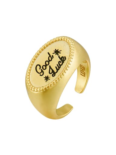 18K gold 925 Sterling Silver Geometric Letter Vintage Band Ring