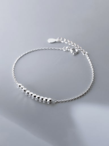 custom 925 Sterling Silver Geometric Minimalist Beaded Bracelet
