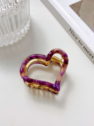 Heart shaped floral purple 4.3cm Cellulose Acetate Minimalist Heart Alloy Jaw Hair Claw