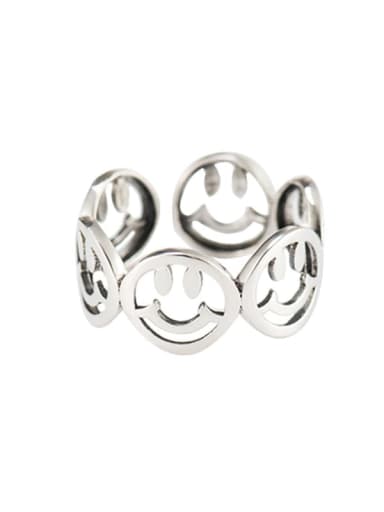 925 Sterling Silver Hollow Smiley Vintage Band Ring