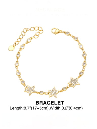 Bracelet Brass Cubic Zirconia Minimalist Pentagram  Bangle and Necklace Set