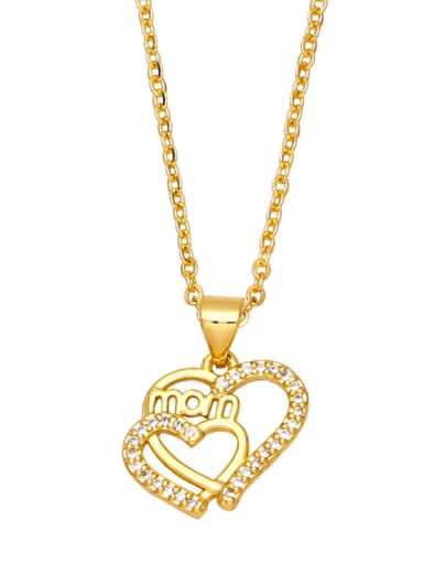 E Brass Cubic Zirconia Letter Vintage Heart Pendant Necklace
