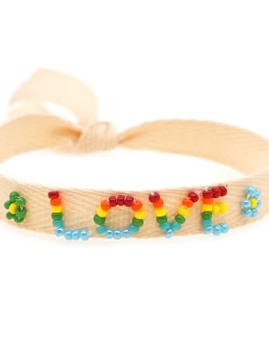 MI B200562A Stainless steel Multi Color Polymer Clay Letter Bohemia Handmade Weave Bracelet