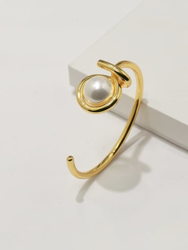 custom Copper Imitation Pearl White Irregular Minimalist Adjustable Bracelet