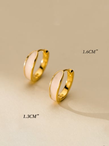 Gold 925 Sterling Silver Enamel Geometric Minimalist Huggie Earring