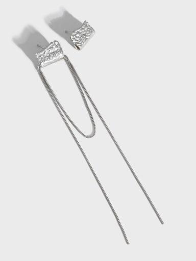 925 Sterling Silver Asymmetric geometric Tassel Artisan Earring