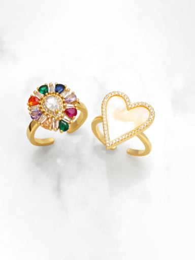 Brass Cubic Zirconia Heart Cute Band Ring