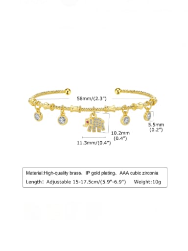 PBR 067G 3 Brass Cubic Zirconia Heart Trend Link Bracelet
