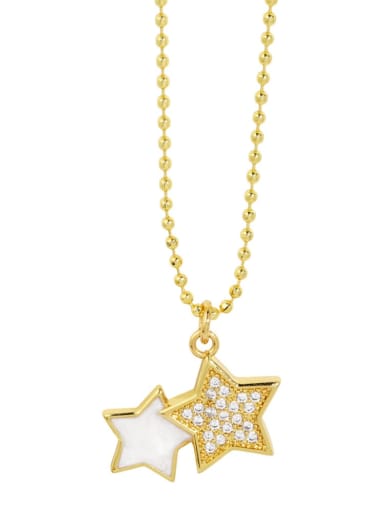 C Brass Shell Pentagram Vintage Necklace