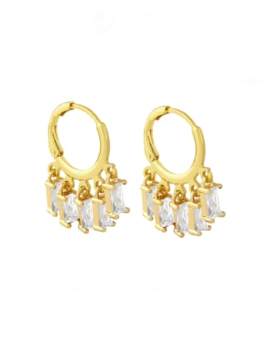 white Brass Cubic Zirconia Tassel Vintage Huggie Earring