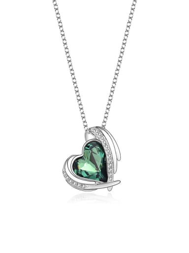 JYXZ 022 (green) 925 Sterling Silver Austrian Crystal Heart Classic Necklace