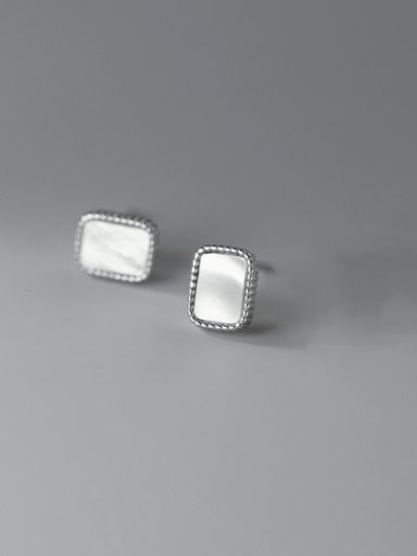925 Sterling Silver Shell Geometric Minimalist Stud Earring