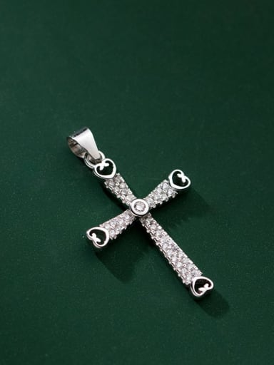 925 Sterling Silver Cubic Zirconia Minimalist Cross  Pendant