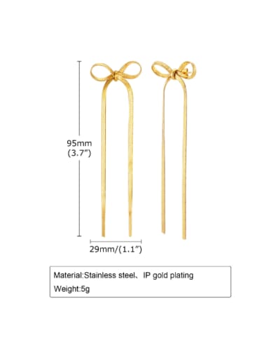 golden Stainless steel Bowknot Tassel Minimalist Drop Earring