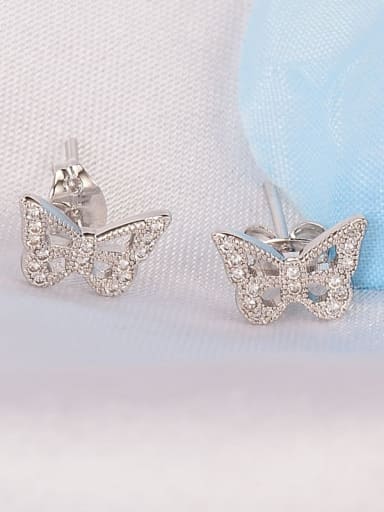 Titanium Rhinestone Butterfly Minimalist Stud Earring