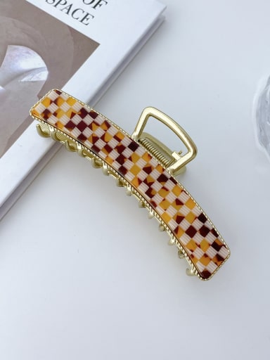 Checkered coffee 11.3cm Cellulose Acetate Trend Geometric Alloy Jaw Hair Claw