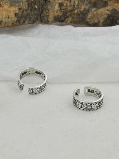 Vintage  Sterling Silver With  Simplistic Cross Crown  Free Size Rings